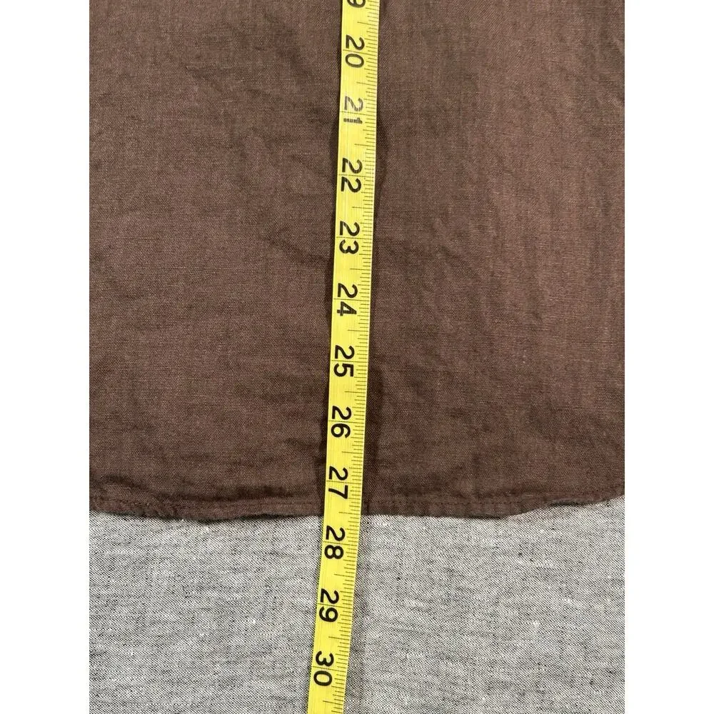 J Crew Baird McNutt Irish Linen Shirt Womens Medium Relaxed Fit Brown Button-Up